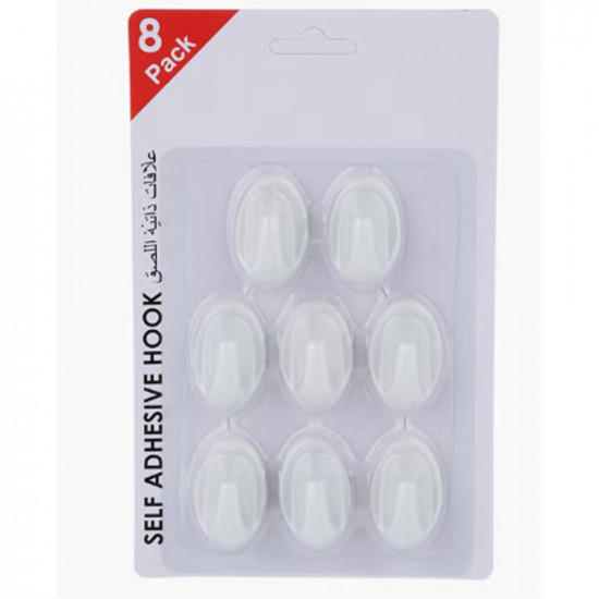 خطاف ذاتي اللصق - طقم من 8 قطع أبيض خطاف ذاتي اللصق - طقم من 8 قطع أبيض