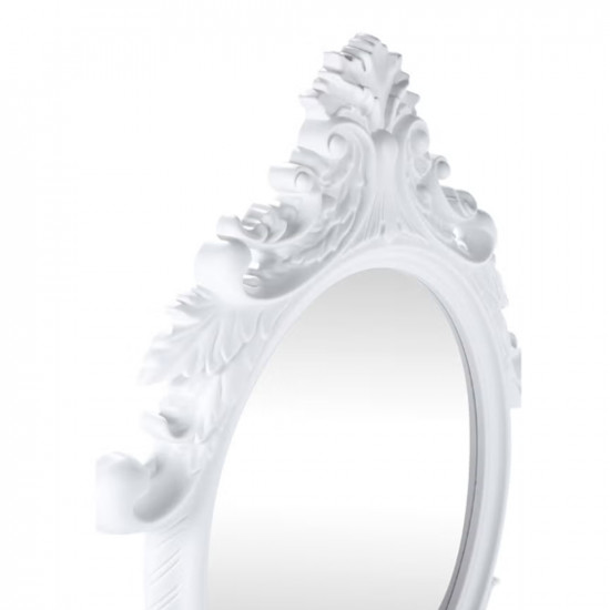 مرآة حائط بيضاوية مزينة بالاس قياس 4x60x83 سم أبيض