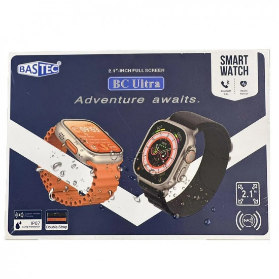 ساعة ذكية BASTEC ضمان سنتين الاصدار الثامن , بمقاس 49mm تدعم الشحن اللاسلكي واللغة العربية + أسوارين إضافي -اللون البرتقالي   ساعة ذكية BASTEC ضمان سنتين الاصدار الثامن , بمقاس 49mm تدعم الشحن اللاسلكي واللغة العربية + أسوارين إضافي -اللون البرتقالي