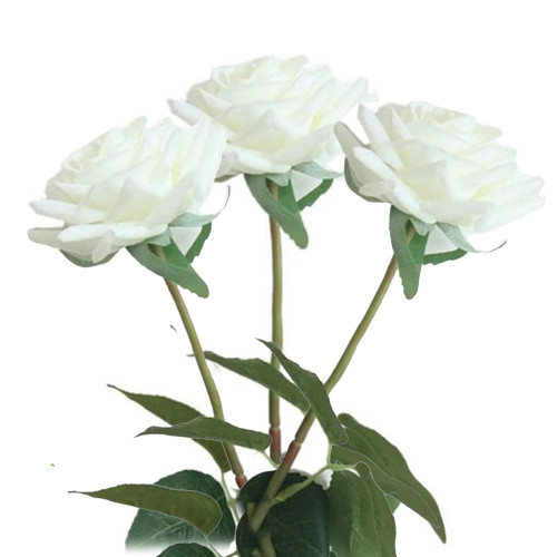 زهور صناعية للتزيين أبيض/أخضر 12 سم 3 حبات زهور صناعية للتزيين أبيض/أخضر 12 سم 3 حبات