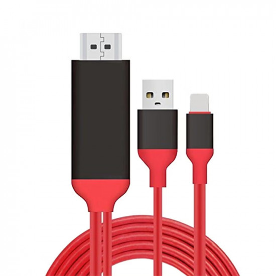 كابل Lightning إلى HDMI للشحن ومزامنة البيانات أحمر