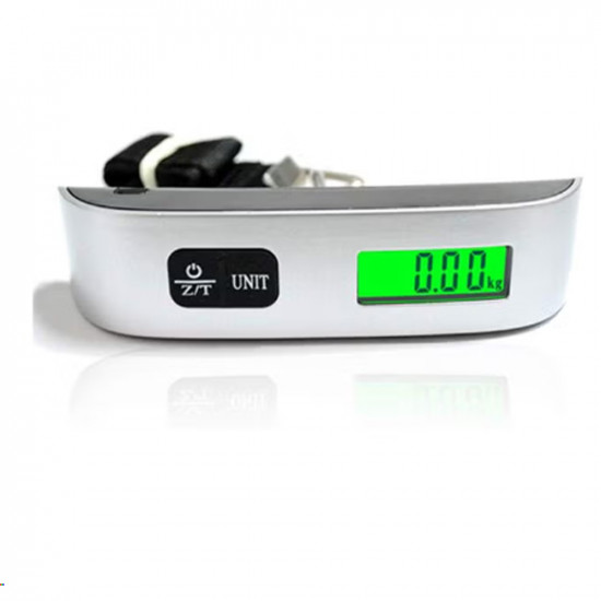 ميزان رقمي محمول لوزن الأمتعة بشاشة LCD أسود/فضي