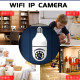 كاميرا واي فاي لاسلكية 360 درجة بقاعدة لمبة E27 مزودة برؤية ليلية