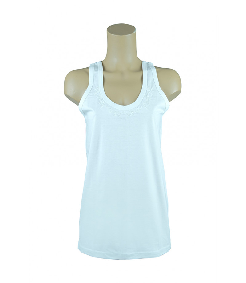 شد 6  حبة فنايل علاقي نسائي سادة مع تطريزة خفيفة على الرقبة  صناعة تركية ماركة جيلان قطن 100%  كود 161