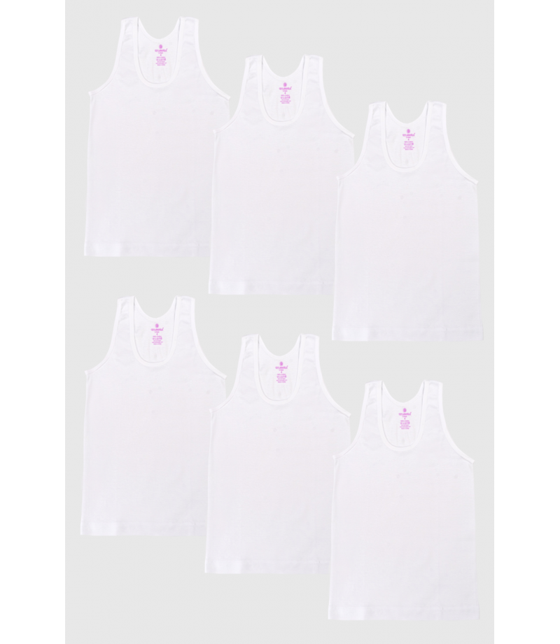 شد 6 حبة فنايل علاقي بناتي قطن 100% صناعة تركية ماركة جيلان كود 316