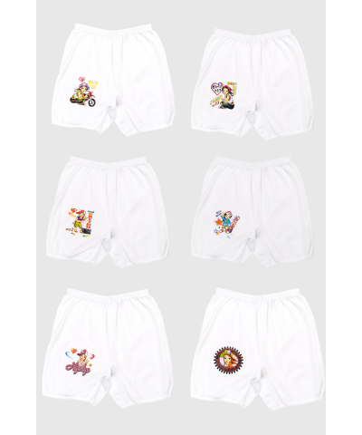 شد 6 حبة سروال شرعي بناتي فوق الركبة مع دانتيل قطني خفيف وطبعة قطن 100% صناعة تركية ماركة جيلان كود 321