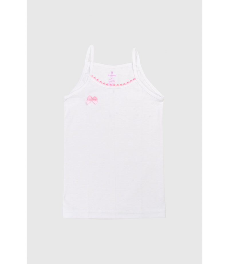 شد 6 حبة فميلة علاقي خيط بناتي مع تطريزة خفيف على الرقبة ماركة جيلان صناعة تركية قطن 100% كود 327