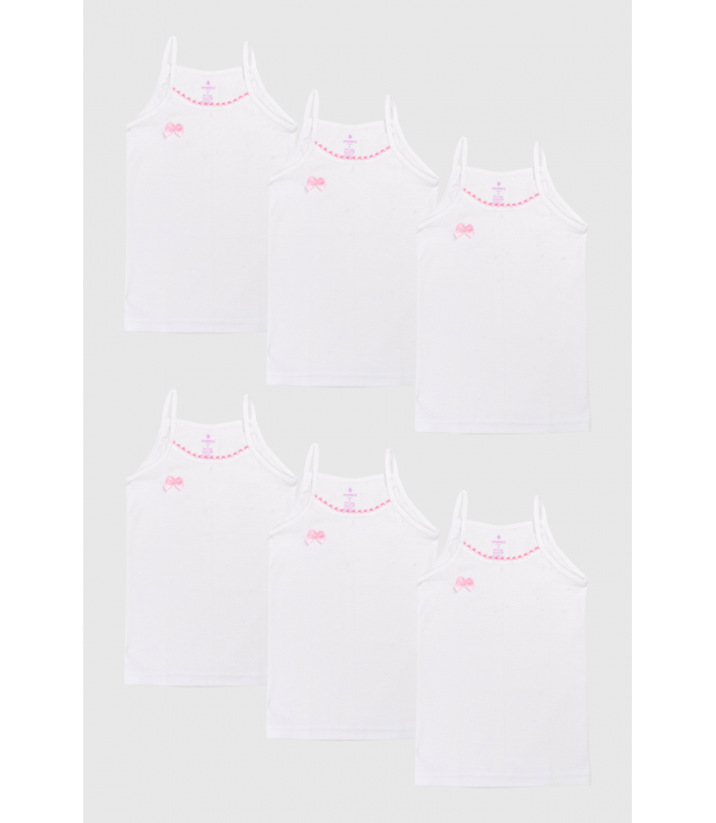 شد 6 حبة فميلة علاقي خيط بناتي مع تطريزة خفيف على الرقبة ماركة جيلان صناعة تركية قطن 100% كود 327