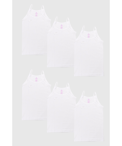 شد 6 حبة فميلة علاقي خيط بناتي مع تطريزة خفيف على الرقبة ماركة جيلان صناعة تركية قطن 100% كود 327