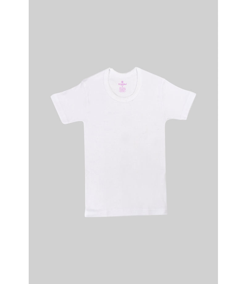 شد 6 حبة فنايل نص كم بناتي مع تطريز خفيف بالرقبة قطن 100% صناعة تركية ماركة جيلان كود 331