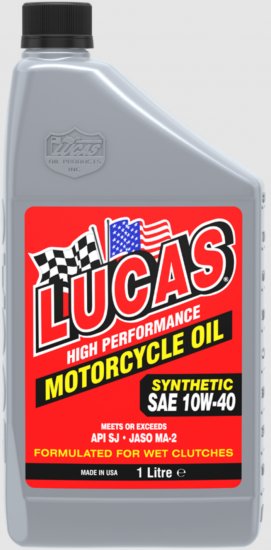 زيت لوكاس Lucas فول سينثتيك 10W‑40 للدراجات النارية – 1 كوارت (946 مل)