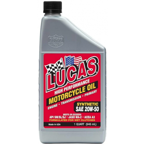 زيت لوكاس Lucas فول سينثتيك للدراجات النارية 20W‑50 – 1 كوارت (946 مل) زيت لوكاس Lucas فول سينثتيك للدراجات النارية 20W‑50 – 1 كوارت (946 مل)