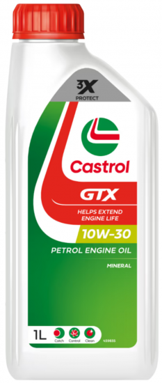 زيت كاسترول GTX 10W‑30 Castrol – 1 لتر – API SL / ACEA A3/B3, A3/B4 – معدني