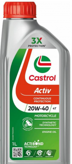 زيت كاسترول درجات Actevo 4T 20W‑40 – 1 لتر – API SL / JASO MA‑2 – نصف صناعي Castrol