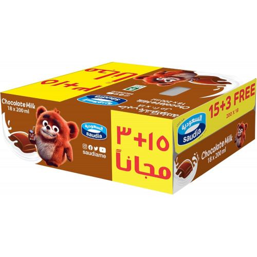 حليب السعوديه بالشوكولاتة200مل*18 حبة (كرتون)