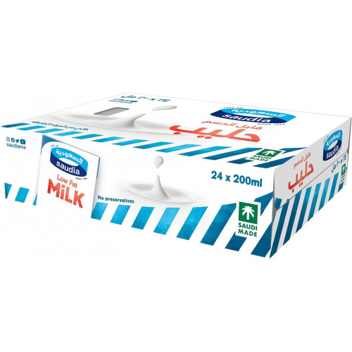 حليب السعودية قليل الدسم 200مل*24 حبة (كرتون)