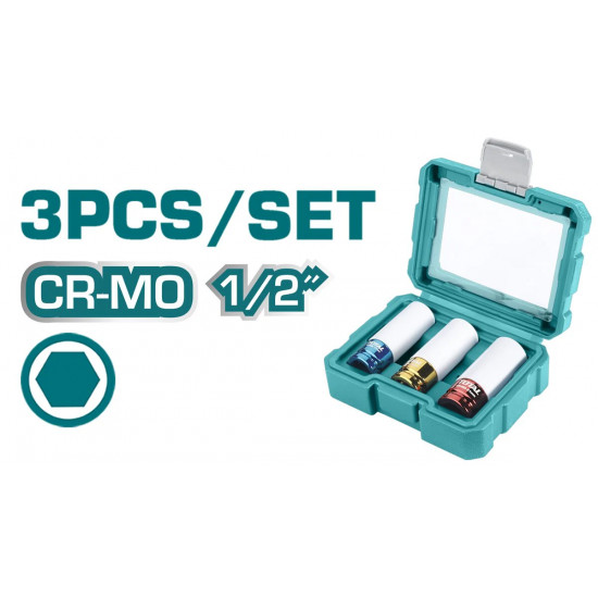 طقم صندوق لقم نص بوصة 3 قطع سداسي من توتال