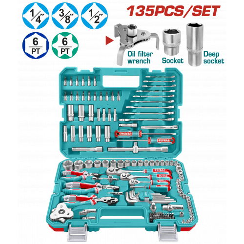 طقم حبوب وعدة متنوعة 135 قطعة مع شنطة توتال