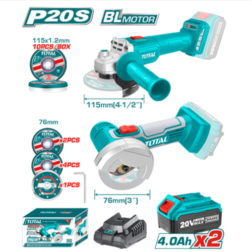 مجموعة صاروخ مع صاروخ راس جانبي على بطارية ومجموعة ديسكات 20V 2-IN-1 توتال مجموعة صاروخ مع صاروخ راس جانبي على بطارية ومجموعة ديسكات 20V 2-IN-1 توتال