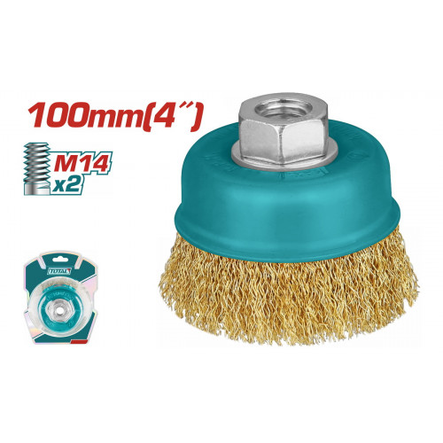 فرشاة جلخ حديد ناعمة كوب قياس 100 مم سلك 0.3 مم ﻧﺣﺎﺱ توتال