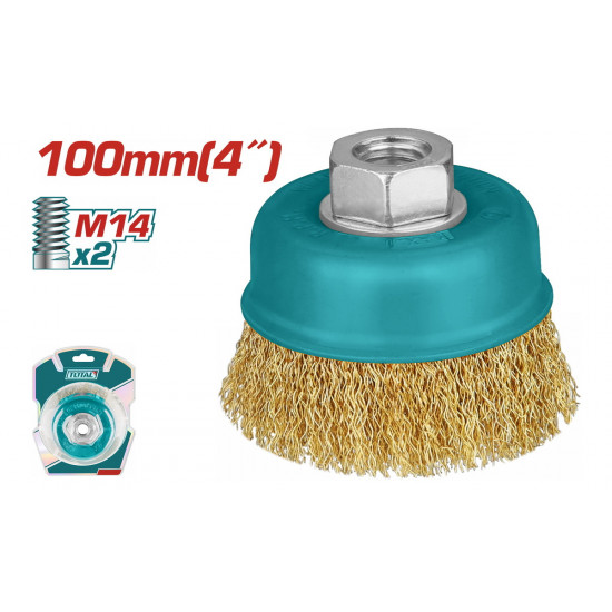 فرشاة جلخ حديد ناعمة كوب قياس 100 مم سلك 0.3 مم ﻧﺣﺎﺱ توتال