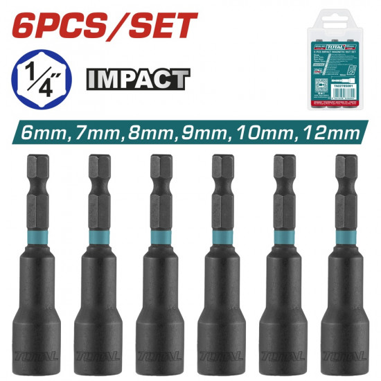 ﻁﻘﻡطقم لقمة شنيور مغناطيسية 6-12مم 6قطع توتال 