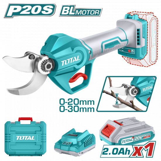 مقص اغصان بطارية 20V 30mm شنطة بلاستيك مع بطارية و شاحن  ﺗﻭﺗﺎﻝ