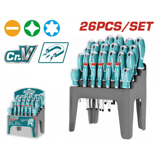 مجموعة مفكات على استاند 26PCS/SET توتال