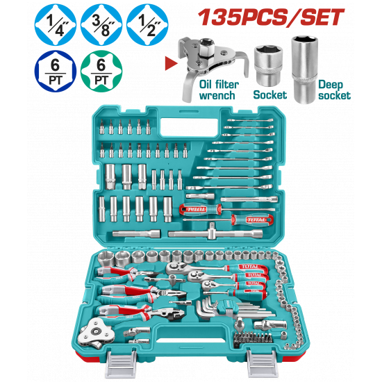 طقم حبوب وعدة متنوعة 135 قطعة مع شنطة توتال 