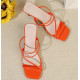 حذاء نسائي صيفي كاجوال بالكعب مدبب بالوان الاورنج 