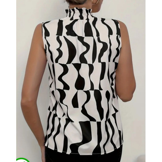 بلوزة بدون أكمام مطبوعة بكامل 