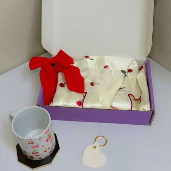 بكج بيجامة الكراز أكمام طويلة مناسبة الصيف جميلة وغير قابلة التمدد