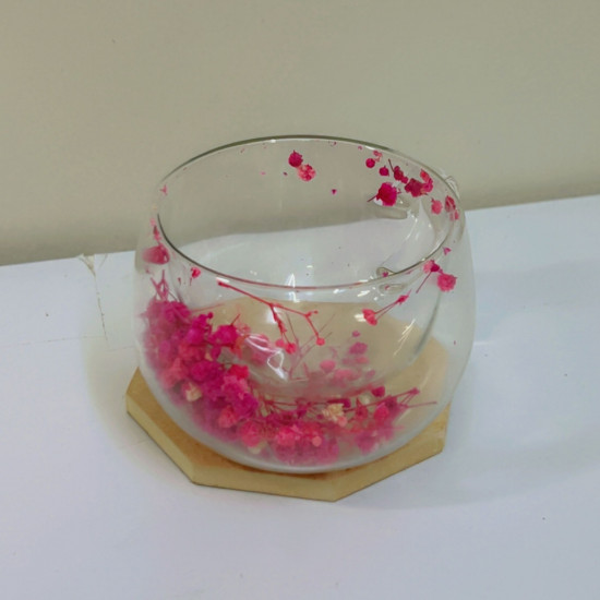 كوب مزدوج الجدار حراري سعة 200مل كوب زهور مجففة، كوب قهوة