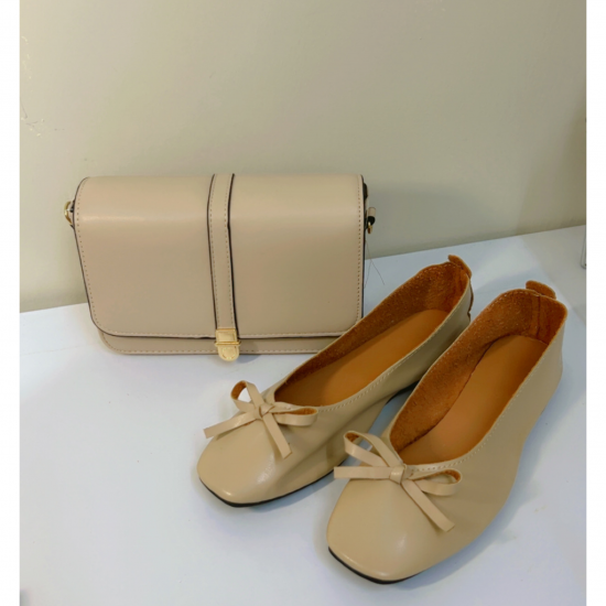 بوكس حذاء من الجلد مع حقيبة كتف 