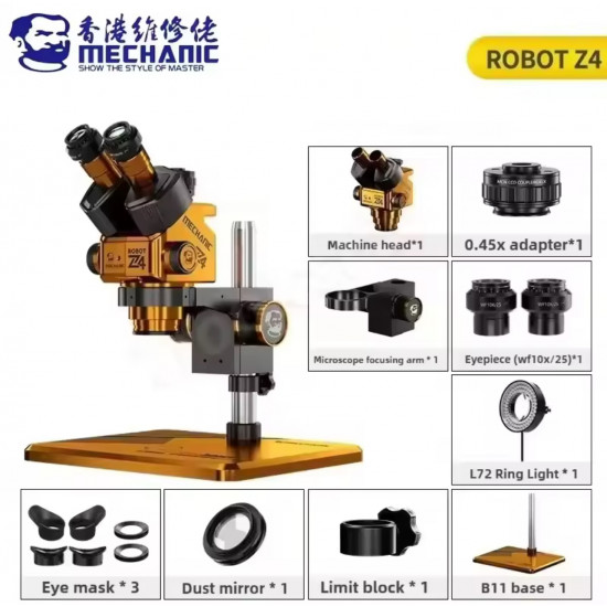 مجهر مع عدسة تكبير Robot Z4 60X من MECHANIC مجهر مع عدسة تكبير Robot Z4 60X من MECHANIC