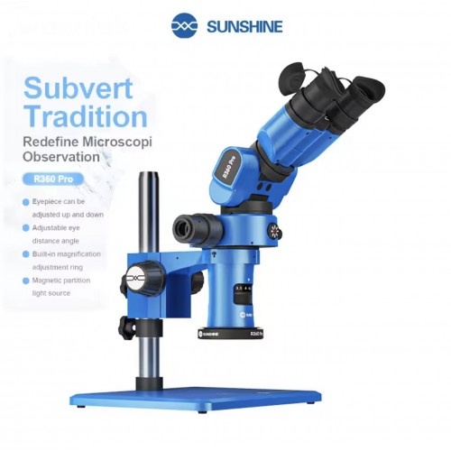مجهر ستيريو ثلاثي العينيات عالي الدقة R360 Pro من SUNSHINE
