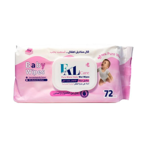 فال كير مناديل مبللة للأطفال بالماء النقي 72 منديل للبنات فال كير مناديل مبللة للأطفال بالماء النقي 72 منديل للبنات