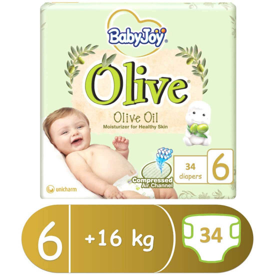 بيبي جوي زيتون مقاس (6) ميجا +16 كجم 34حفاضة بيبي جوي زيتون مقاس (6) ميجا +16 كجم 34حفاضة