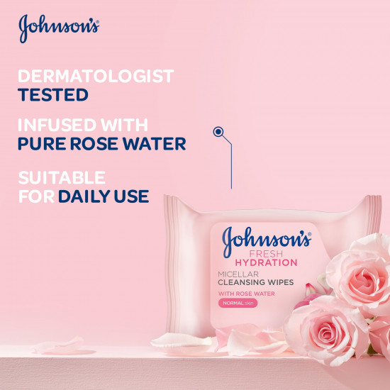 جونسون مناديل ميسيلار للتنظيف بماء الورد 25 م جونسون مناديل ميسيلار للتنظيف بماء الورد 25 م