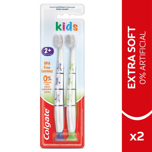 كولجيت فرشاة أسنان للأطفال خالية من BPA ٢+ سنوات قطعتان كولجيت فرشاة أسنان للأطفال خالية من BPA ٢+ سنوات قطعتان
