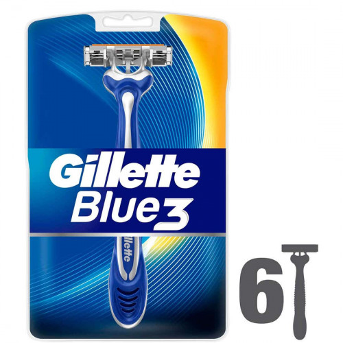 شفرات جيليت بلو 3 للرجال للاستعمال مرة واحدة ، عدد 6 شفرات جيليت بلو 3 للرجال للاستعمال مرة واحدة ، عدد 6