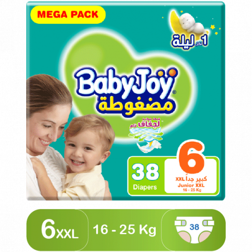 بيبي جوي مقاس (6) عبوة ميجا 38 حفاضة بيبي جوي مقاس (6) عبوة ميجا 38 حفاضة