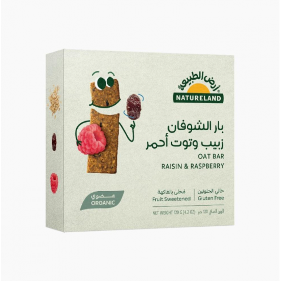 بار الشوفان زبيب وتوت أحمر 120جرام - ارض الطبيعة بار الشوفان زبيب وتوت أحمر 120جرام - ارض الطبيعة