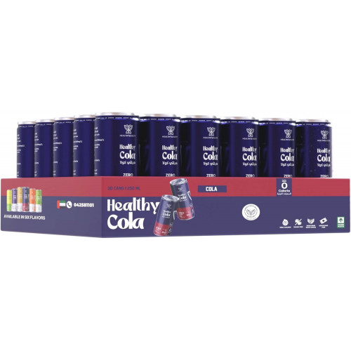 كولا صحية 30 علبة × 250 مل محلاة بالستيفيا، مشروب غازي، خالي من السكر والسعرات الحرارية هيلثي اند تيستي كولا صحية 30 علبة × 250 مل محلاة بالستيفيا، مشروب غازي، خالي من السكر والسعرات الحرارية هيلثي اند تيستي