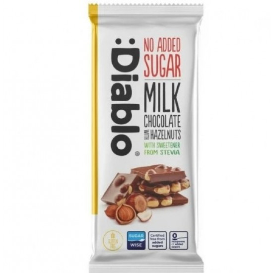 ديابلو شوكولاتة بالحليب والبندق بدون سكر مضاف 75 جرام