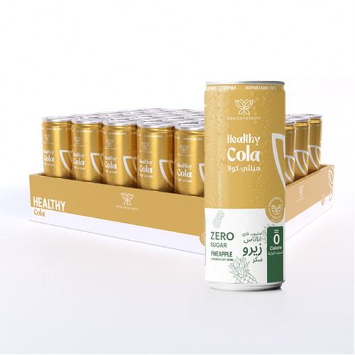 كولا صحية مشروب غازي،اناناس خالي من السكر والسعرات الحرارية كرتون 250 مل× 30 علبة هيلثي اند تيستي كولا صحية مشروب غازي،اناناس خالي من السكر والسعرات الحرارية كرتون 250 مل× 30 علبة هيلثي اند تيستي