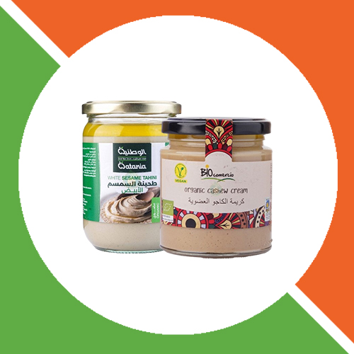 طحينة وكريما المكسرات العضوية