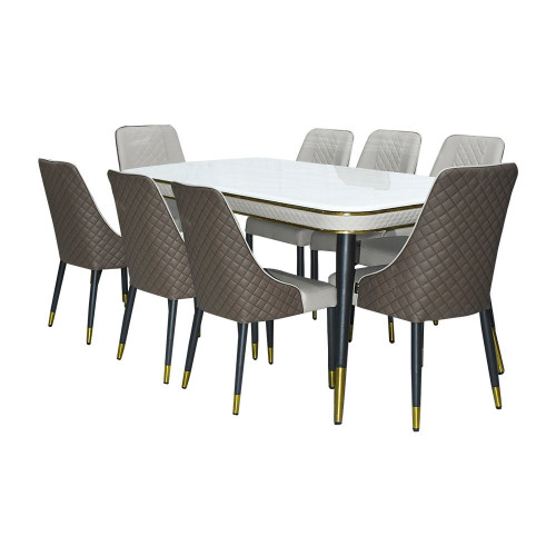 طاولة طعام رخام مع أرجل معدنية 8 كراسي طاولة طعام رخام مع أرجل معدنية 8 كراسي