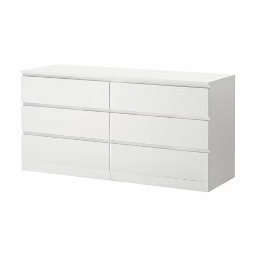 خزانة خشبية 6 أدرج أبيض 140x72 سم
