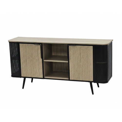 بوفيه صالة بتصميم عصري خشب وهيكل معدني بوفيه صالة بتصميم عصري خشب وهيكل معدني